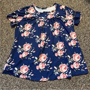 Floral Navy Short Sleeve Tee